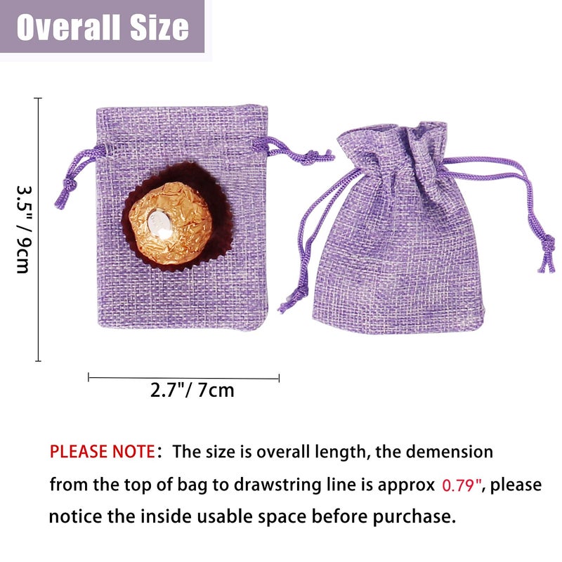 Bezall 20Pcs Burlap Bags with Drawstring 2.7 x 3.5 Inch, Linen Small Party Favor Gift Bags Jewelry Pouches Sachet Sacks for Wedding, DIY Craft (Light Purple) - Image 3